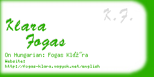 klara fogas business card